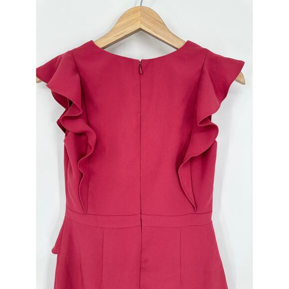 BHLDN Anthropologie Monique Lhuillier Asymmetrical Ruffle Mini Dress V Neck Pink - Picture 10 of 15